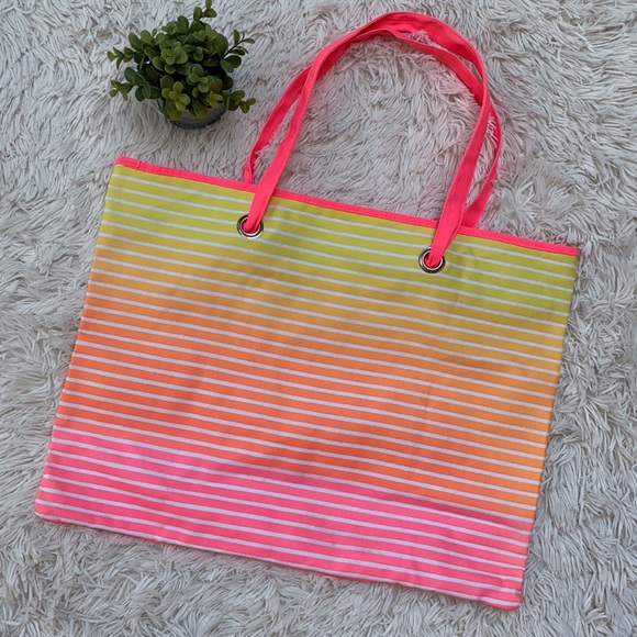 🎉HP🎉 Victoria’s Secret Tote NWOT 💗 Pink & Yellow - Picture 4 of 10